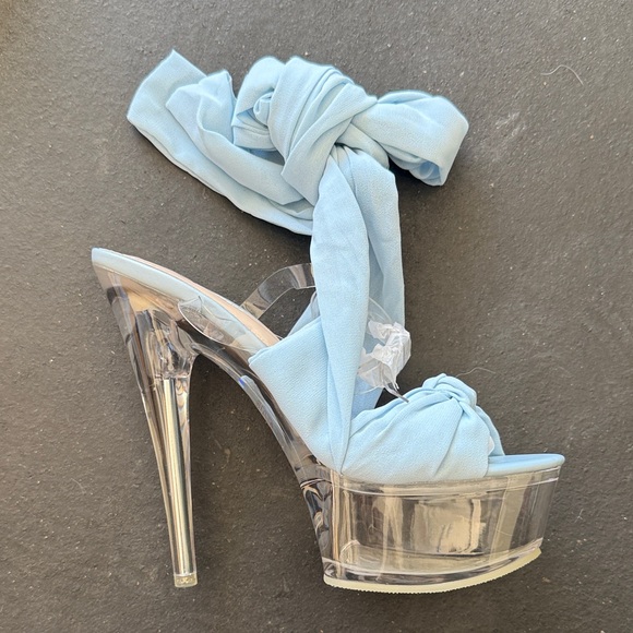Public Desire Shoes - Public Desire Light Blue and Clear Platform Heels